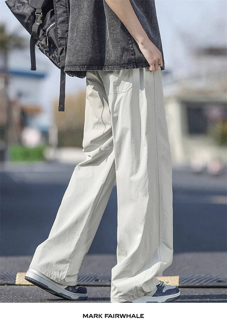 MARK FAIRWHALE Men's Ice Silk Thin Summer American Style Wide-Leg Casual Straight-Leg Sports Pants Youth Long Pants 16