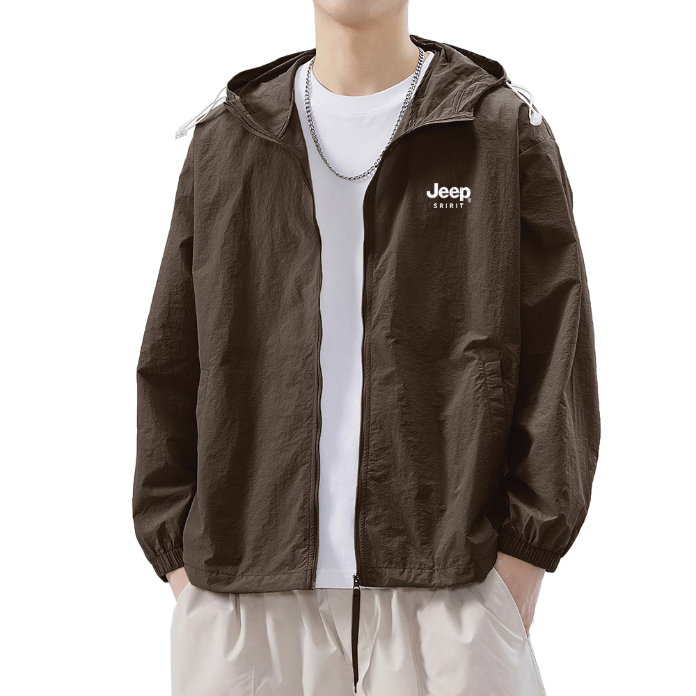 JEEP SPIRIT Men's Summer New Ice Silk Lightweight Sunscreen Jacket Large Size Men's Clothing Coat ZH7777 Gray Green 3XL