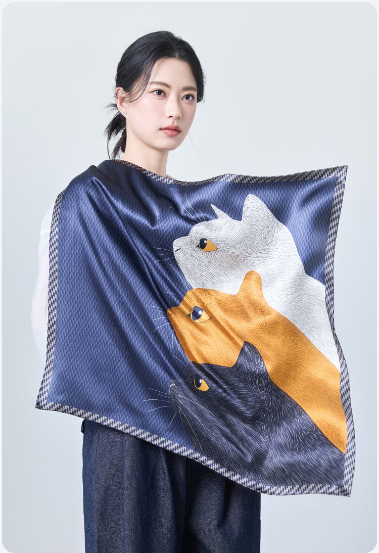 JIUMU 100% Mulberry Silk Scarf, Square Shawl for Women, Valentine's Day Gift for Girls, Birthday Present in Gift Box 11