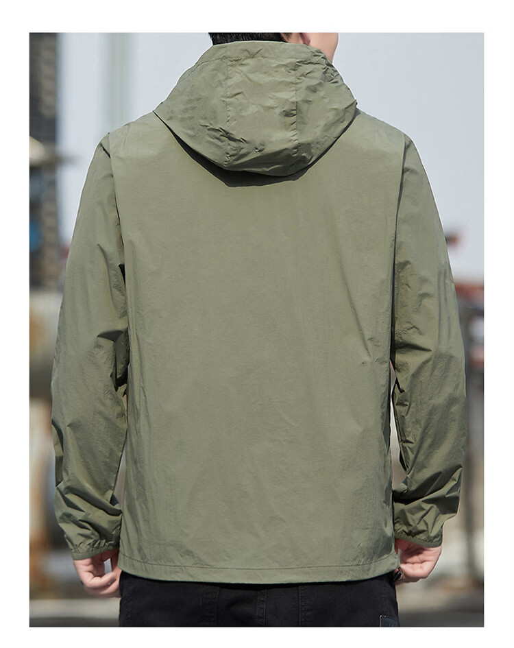 JEEP SPIRIT Men's Summer Ice Silk Breathable Sun Protection Jacket Quick-Dry Outerwear Mountain Gray L 12