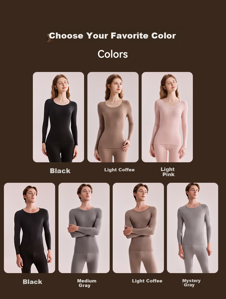 Miiow Men's Thermal Underwear Set Polyester, Terylene Wool, Acrylic Heat Retaining Thin Autumn Long Johns and Shirt 16