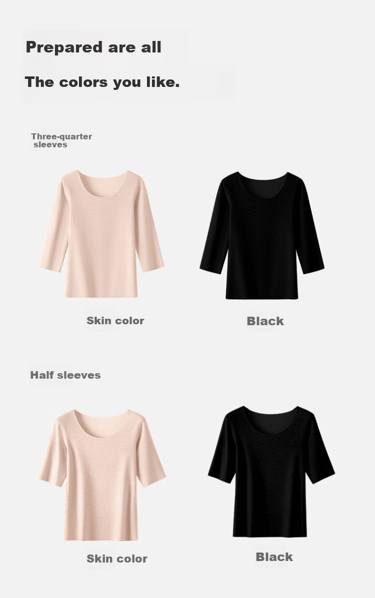 Zaisuo Women's Thermal Wool and Silk Autumn Winter 5-Minute and 7-Minute Sleeve Short Sleeve German Velvet Heat Retaining Seamless Top 21
