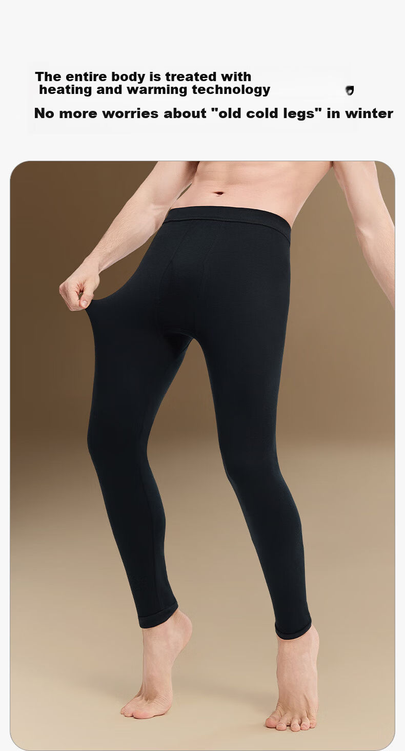 Herbal Original Color Men's Thermal Long Johns 100% Cotton Breathable Antibacterial Loose Fit 10A Autumn Winter Heat Retaining Base Layer Pants 2025 4