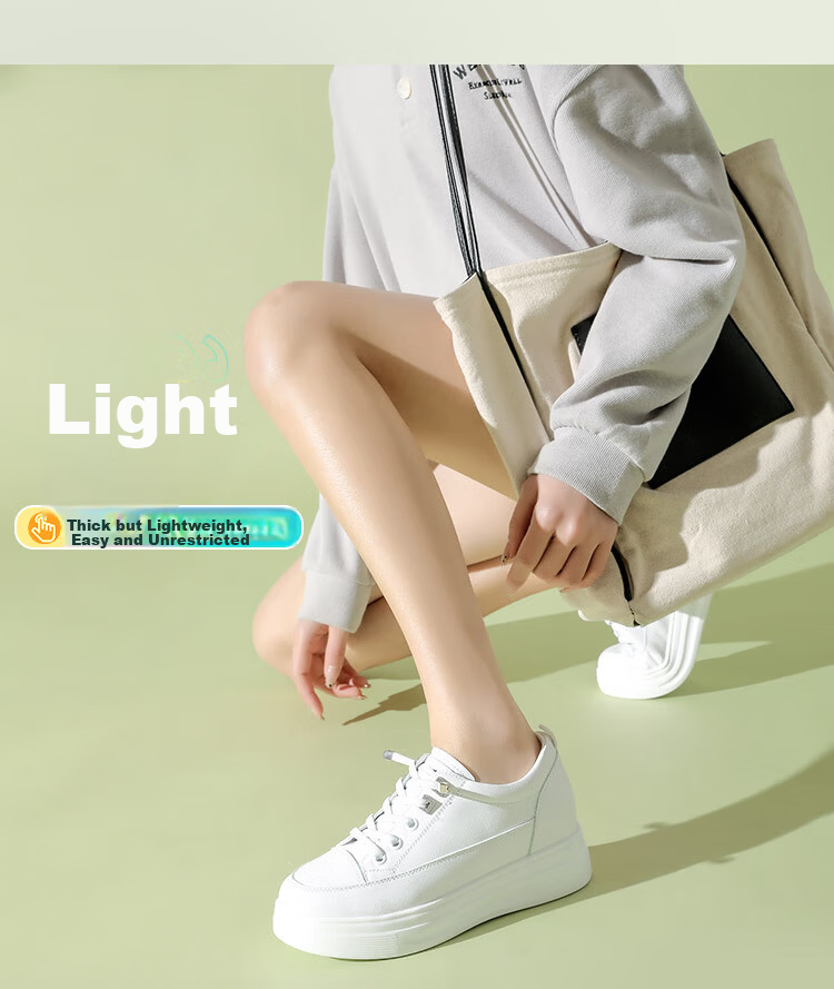RED DRAGONFLY Women's Thick Sole Height Increasing Elastic Band Casual White Sneakers WPB34003 White Black Size 39 4