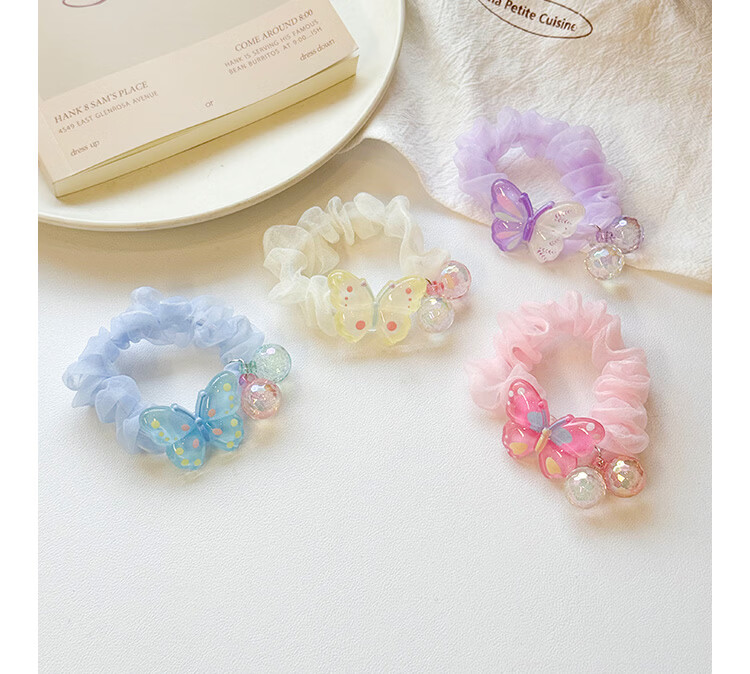 CHIMERA 4-Piece Candy-Colored Hair Ties for Children, Durable Hair Bands for Bun Hairstyles, Hair Accessories for Girls, Mid-Autumn Festival Gift 7