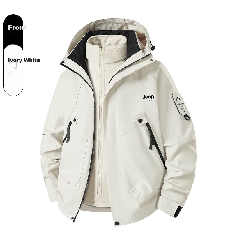 JEEP SPIRIT Men's 3-in-1 Outdoor Windproof Waterproof Mountaineering Jacket Women's Dark Purple XS 16