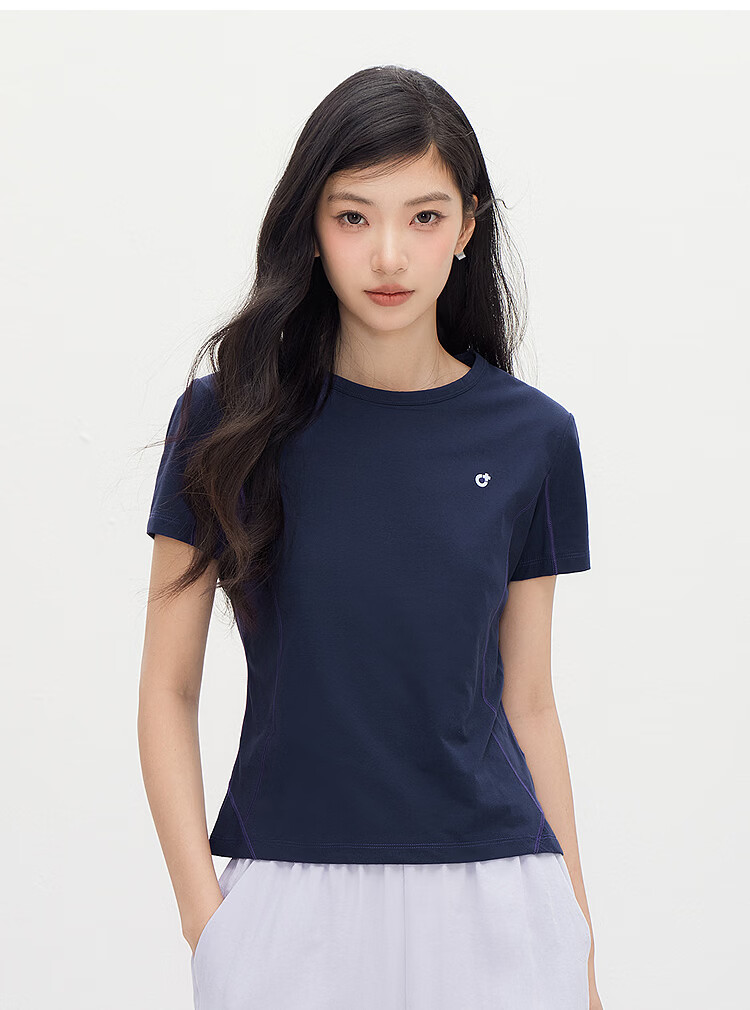 Semir Women's Short Sleeve T-Shirt Summer Moisture-Wicking Quick-Dry Sun Protection Stitching Contrast Thread 2026 Petite Sports Style 109326100045 15