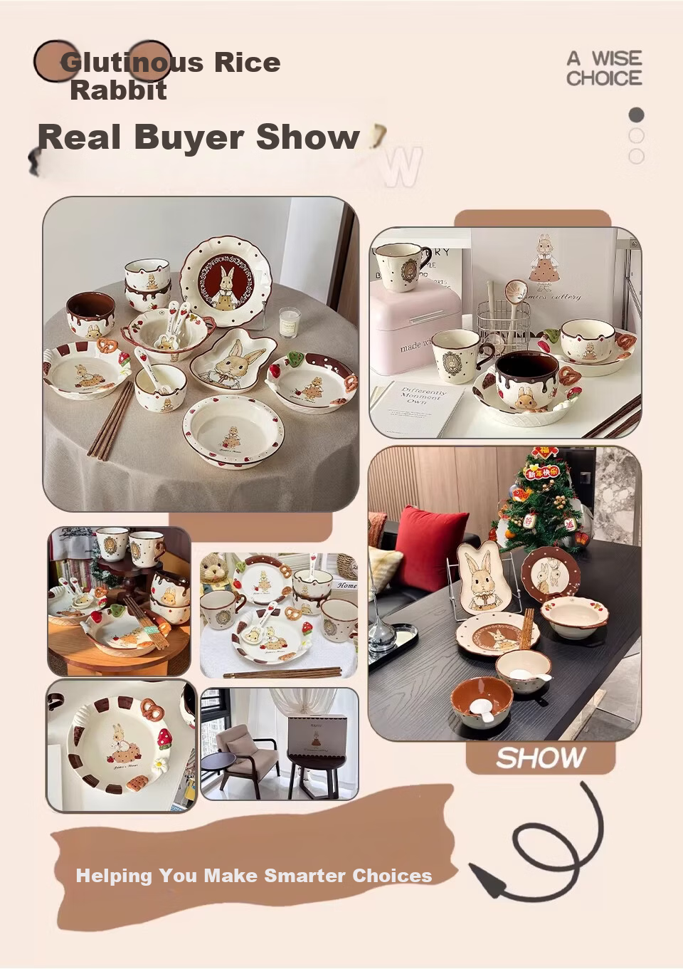 Mose Bowl And Plate Tableware Set for Home, Aesthetically Pleasing, for Two People, Goddess Festival, Wedding, Birthday, Housewarming Gift, 11-Piece Set 1