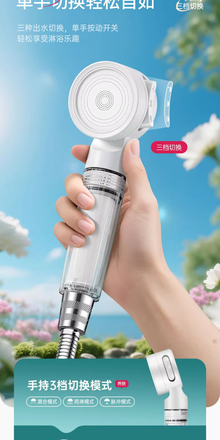 Del 28-Year Brand Filtered Shower Head High-Pressure Bathroom Travel Hotel Bath Shower Head 2021-8 11
