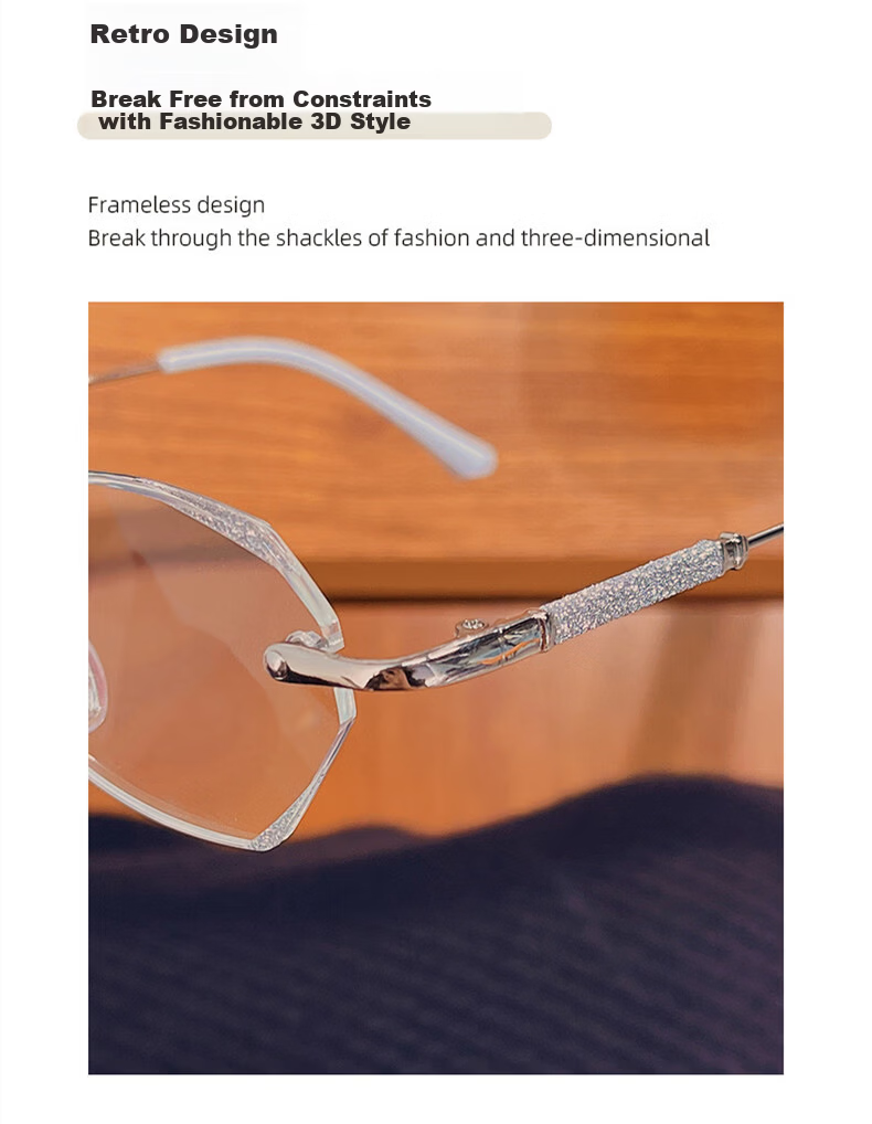 Mumujian Imported Reading Glasses for Women Frameless Fashion Elegant Gold 150° Blue Light Blocking [Recommended Age 50-54] 9