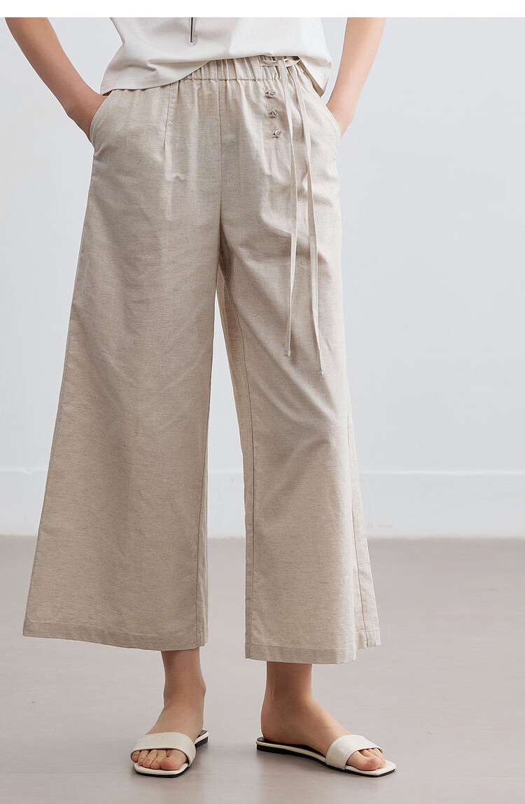 Demana [With Linen Cotton] Summer Vintage Side Tie Nine-Point Straight Loose Slim Petite Women's Casual Pants 20