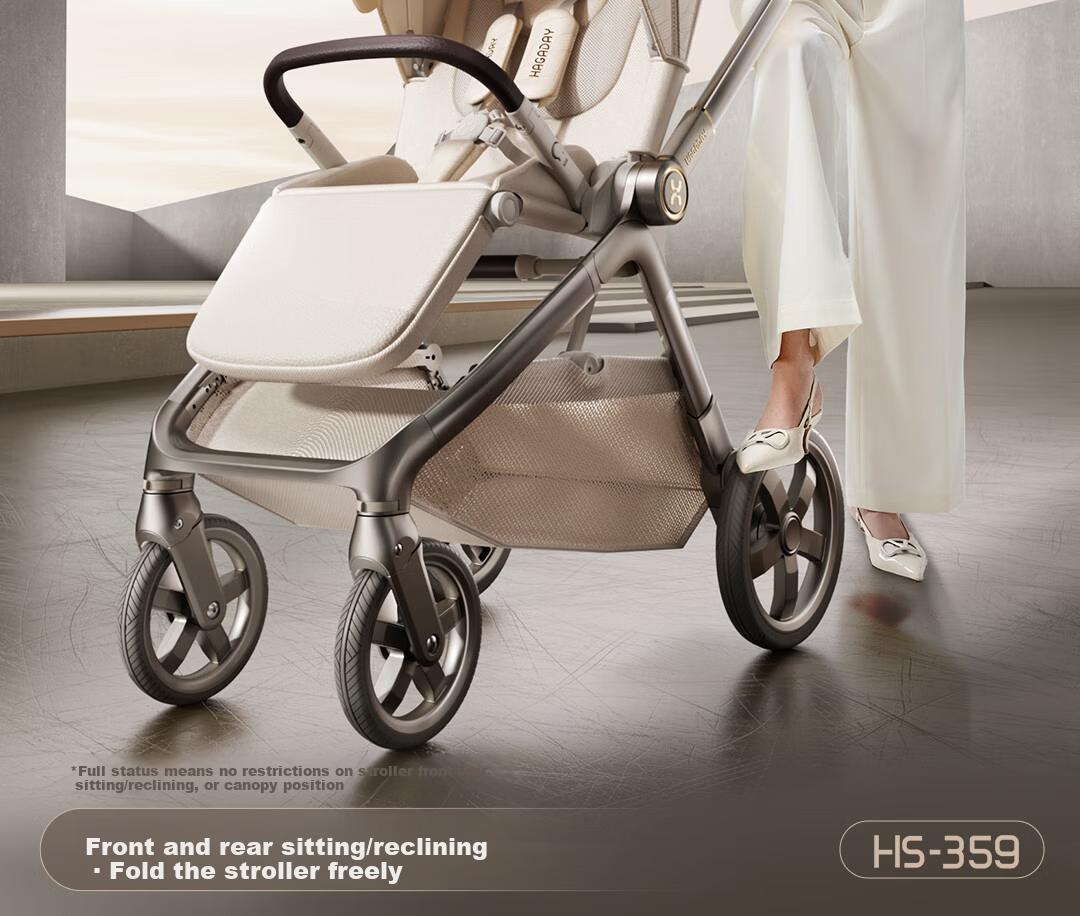 Hakada Newborn Baby Stroller Reversible High Landscape Lightweight Infant Stroller Convertible Seat and Recline Yun Jin Gray 2