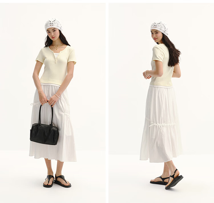 Semir Mall Style | Women's Summer Short Sleeve T-Shirt, Short Colorblock Fake Two-Piece, 2026 Shoulder Top 101326100004 25