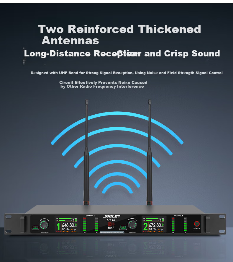 SHILE Dual Wireless Conference Microphone Desktop Short Rod Square Tube Mic Podium Anti-Interference Auto Frequency Matching Anti-Howling SH-18 with Rod 5