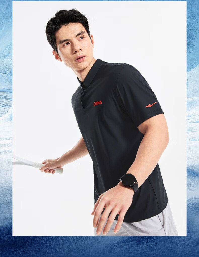 Erke Men's Micro Collar Short Sleeve T-Shirt Summer Sports Polo Shirt Outdoor Sun Protection Ice Cooling Deodorizing Tennis Sports Top 11