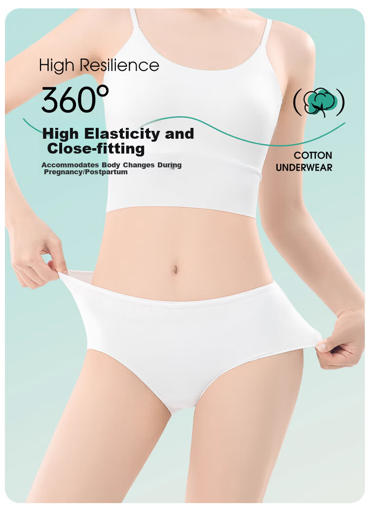 MiiOW Disposable Women's Underwear 100% Cotton Daily Sterilized No-Wash Maternity Menstrual Travel 5-Pack 6