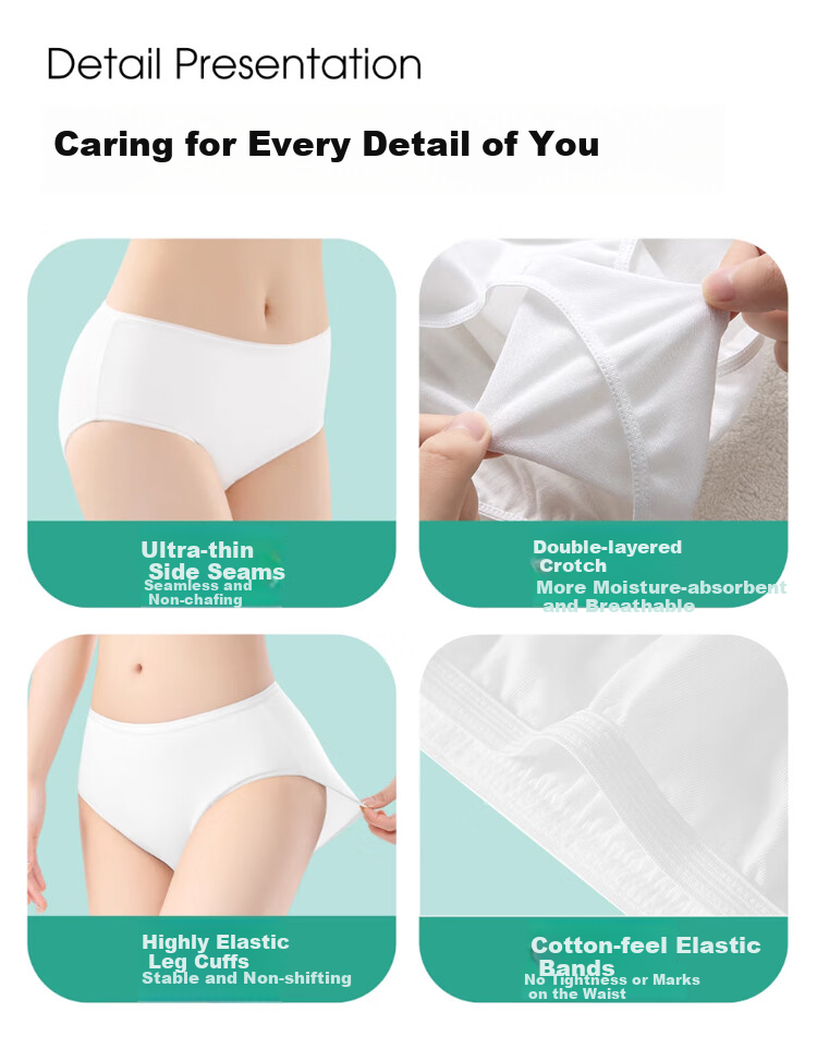 MiiOW Disposable Women's Underwear 100% Cotton Daily Sterilized No-Wash Maternity Menstrual Travel 5-Pack 11