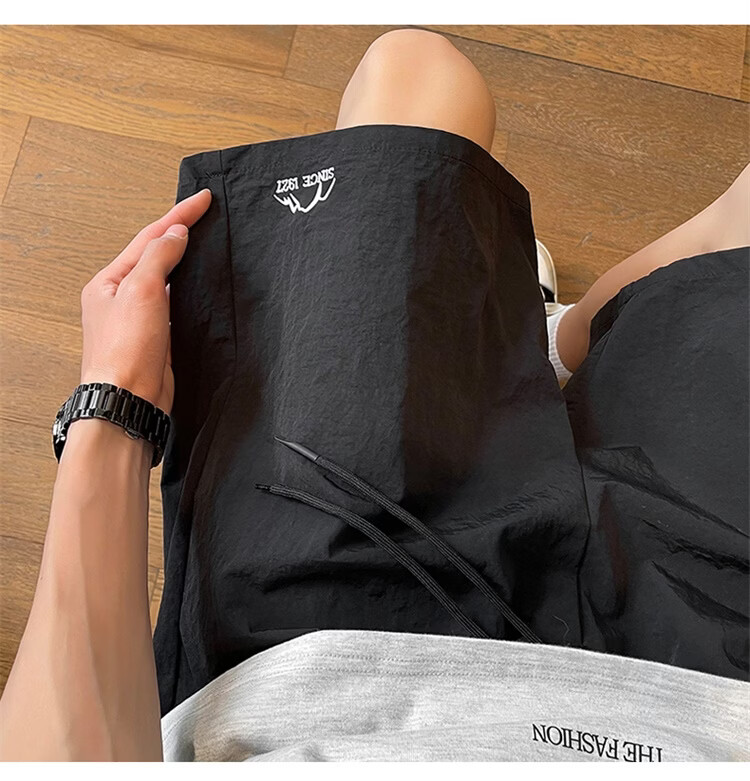 TUCANO Men's Summer Ice Cool Thin Loose Casual Embroidered Sports Shorts Black M 16