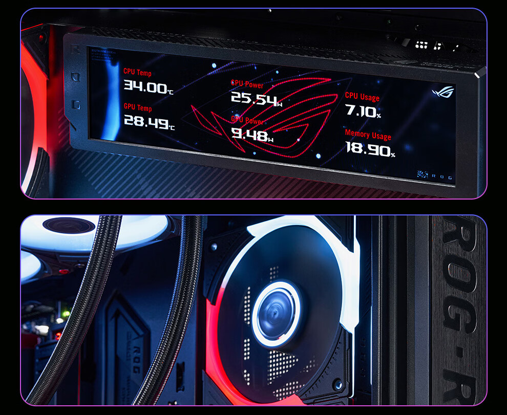 ASUS ROG Phantom Gaming Case Deluxe Edition Right-Angle Tempered Glass 9.2-Inch Display Module Rotatable Fan Bracket GR801 22