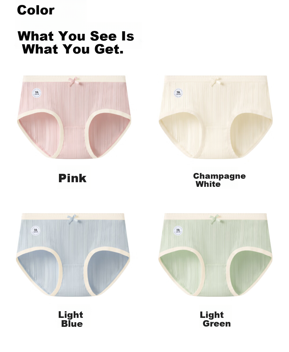 Emo Women's Antibacterial Underwear 2025 New Mid-Waist Seamless Plus Size Bikini Panties Champagne White + Pink + Light Coffee XL 16
