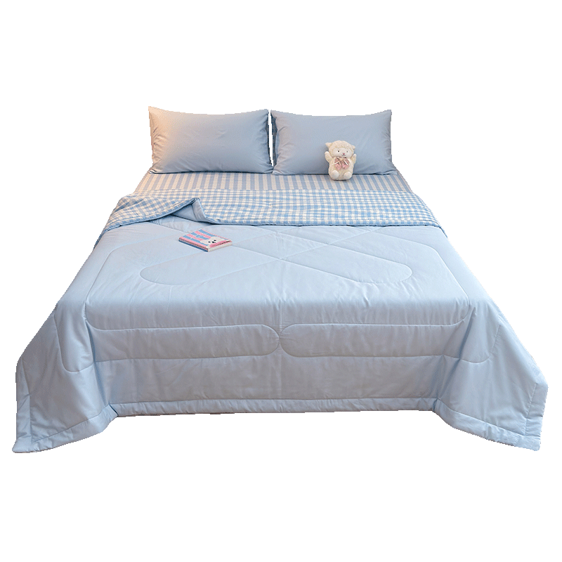 Grace 100% Cotton Summer Quilt 7A Antibacterial Air Conditioning Blanket 180x220cm Mint Blue