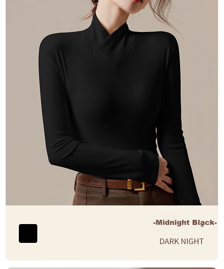Langsha Women's Spring Slim Fit Long Sleeve Cross Neck Base Layer Top 15