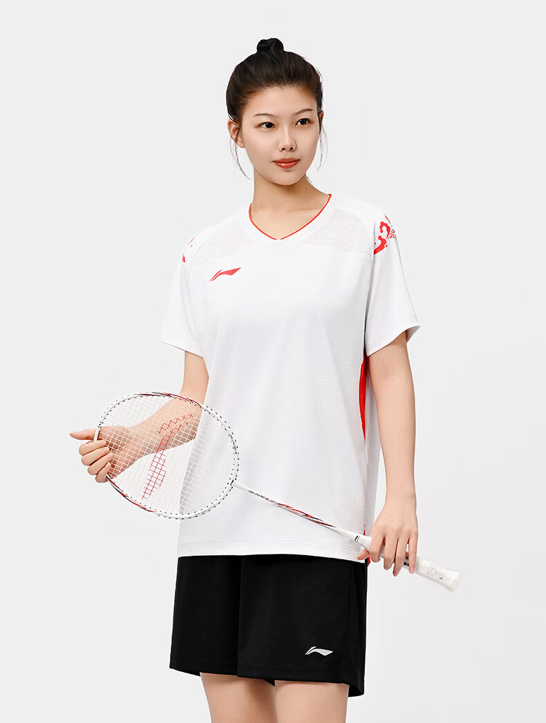 LI-NING Unisex Badminton Jersey International Star Competition Shirt Sports T-Shirt S White 4
