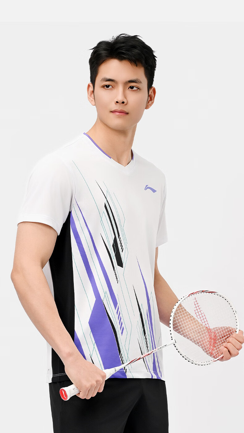 LI-NING Badminton Shirt Unisex Provincial Team Series Short Sleeve Competition Jersey T-Shirt Sportswear Black S 4