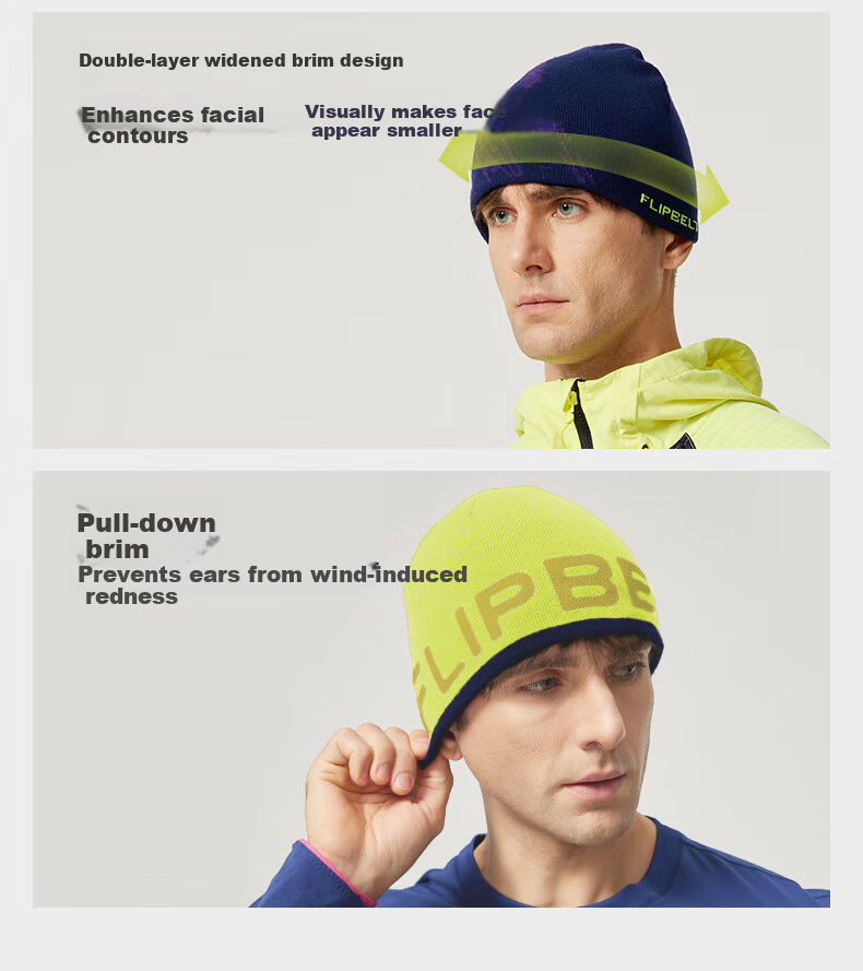 Feibit Merino Wool Hat Unisex Antibacterial Warm Knitted Sports Cap Anti-Pilling Ear Protection Cold Resistant Snow Pink 9