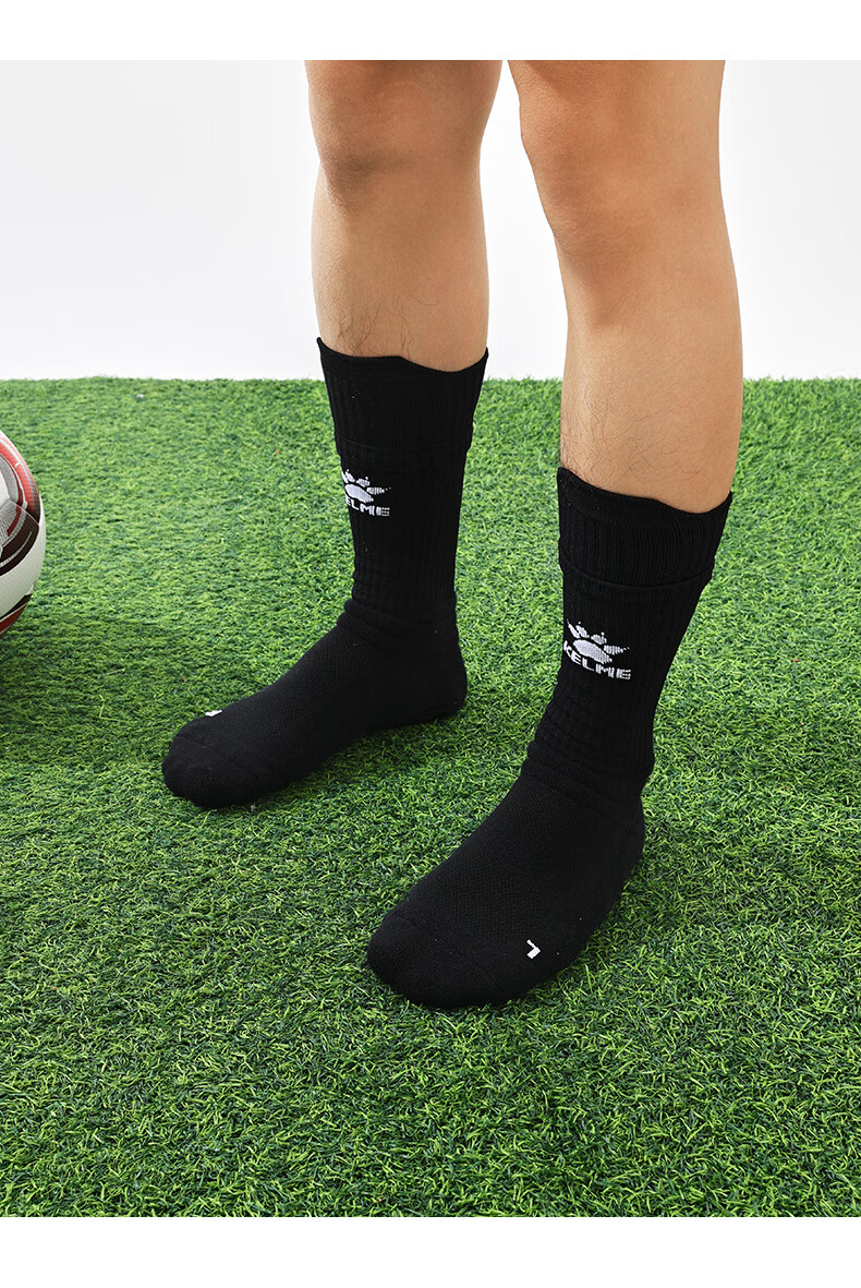 KELME Football Mid-Calf Sports Socks Silicone Anti-Slip Professional Match Training Football Socks Black XL (43-46) 11