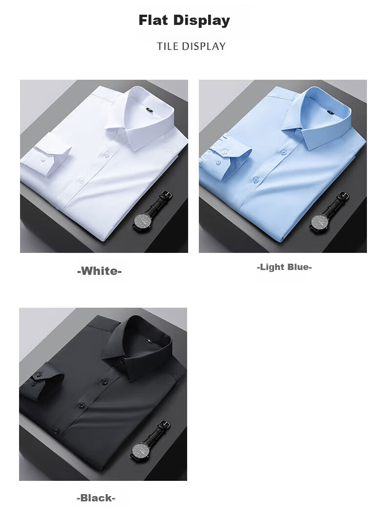 Woodpecker Plain Solid Color Men's Summer Business Wrinkle-Free Dress Shirt Suit Groomsman Long Sleeve White 41 14