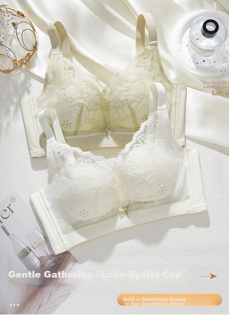 Mankejiao Wireless Push-Up Bra for Women, Minimizes Large Bust, Gathers Small Bust, Side Support, Anti-Sagging, Adjustable, Magnetic-Free, Lifting Bra 1