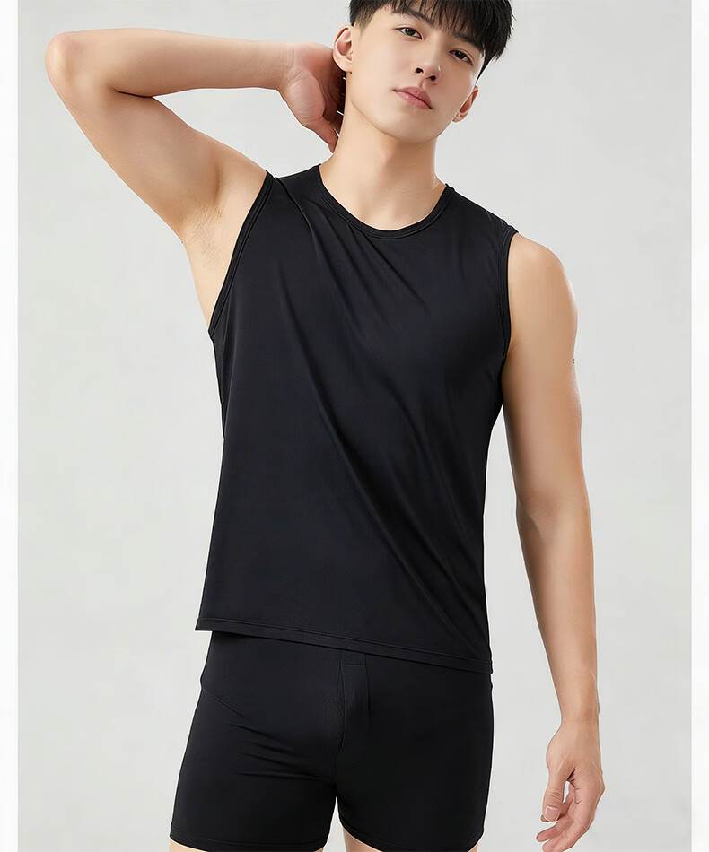 Langsha Men's Ice Silk Vest Summer Thin Mesh Breathable Quick-Dry 2026 New Sleeveless Sports Tank Top Base Layer Shirt 8