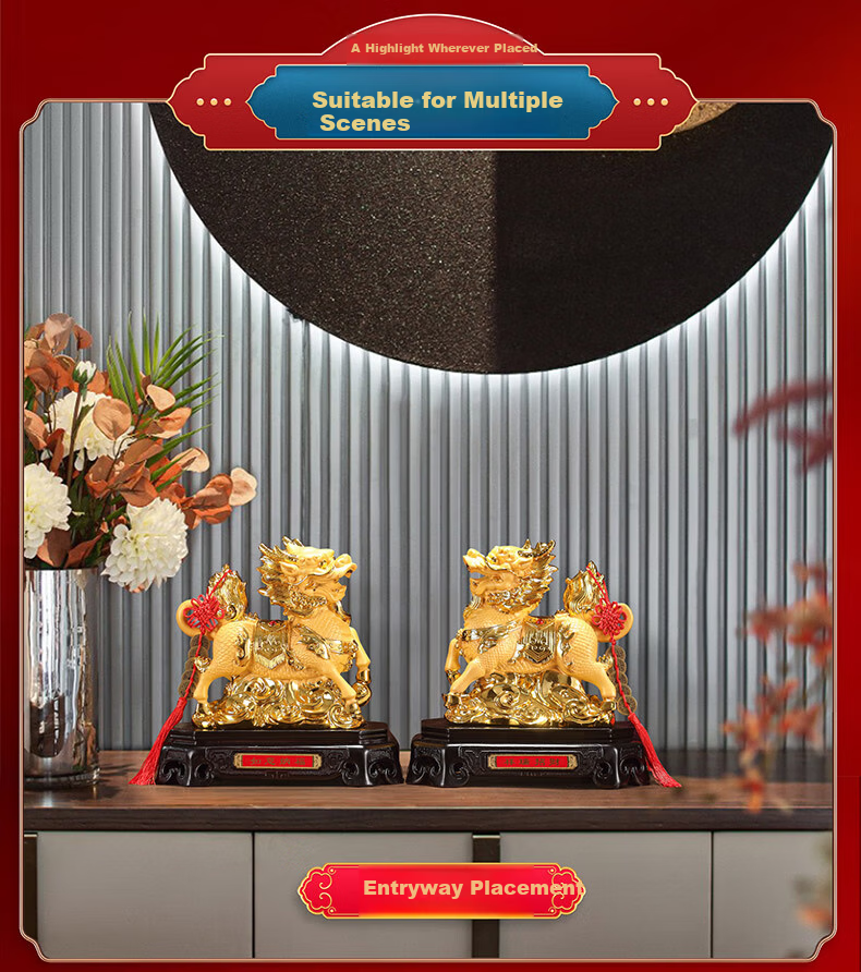 Lizhi Yuan Wealth-Attracting Qilin Figurine Ornament Office Desktop Decoration Living Room Cashier Desk Lucky Charm 4