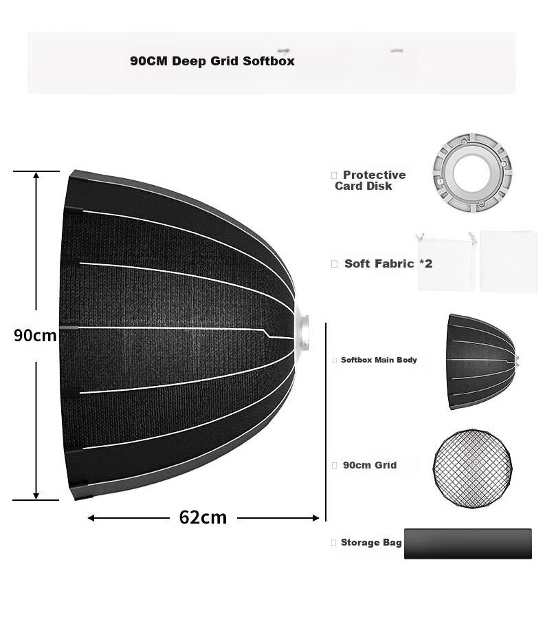 JIMANTU Square Softbox Bowens Mount Soft Light Diffuser Portable Professional Photography Studio Shooting Live Fill Light Accessory 16