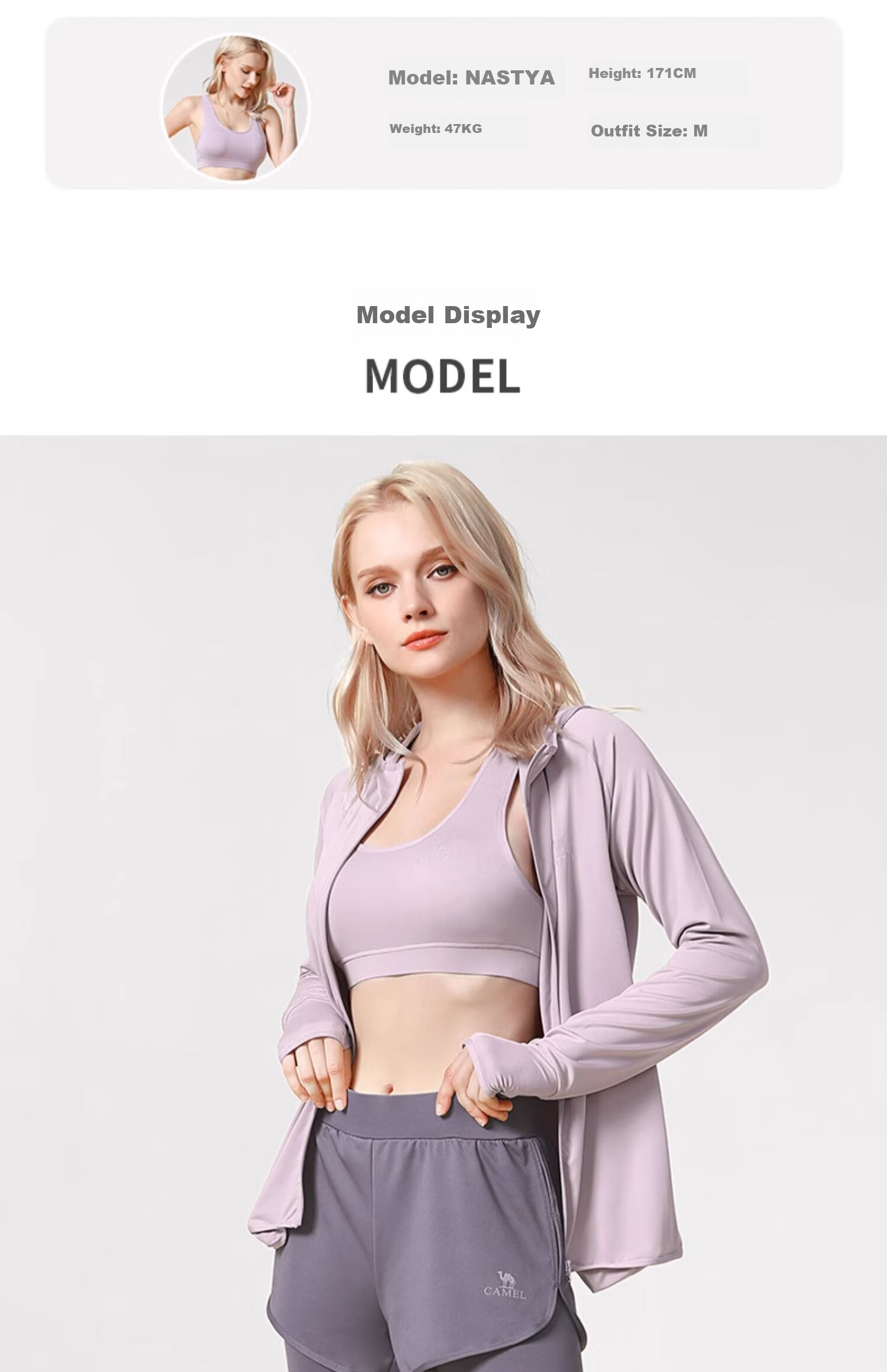 CAMEL Yoga Outfit for Women, Long-Sleeve Autumn And Winter Sportswear, Morning Running Clothes YK22255493, Sky Blue/navy Blue 13