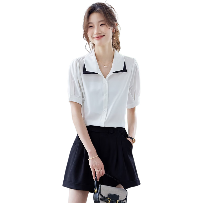 Jeanswest Summer 2026 New Fashion Slimming Versatile Commuter Short Sleeve Polo Shirt White 2XL