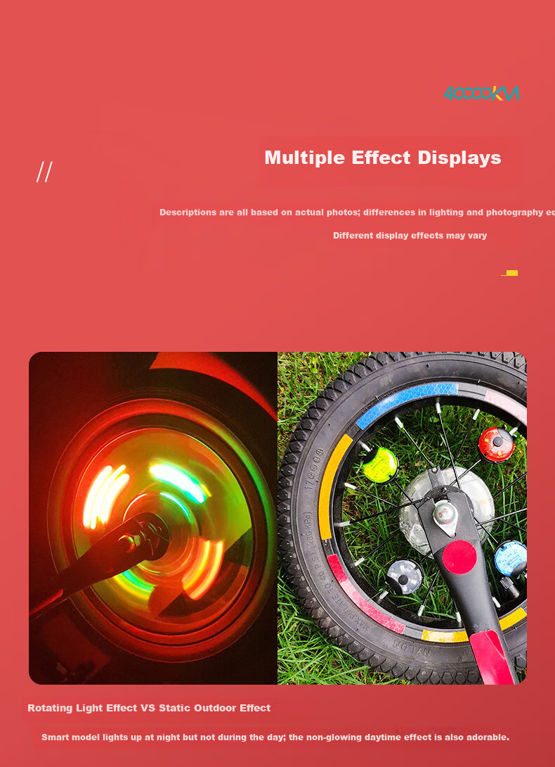 40,000 KM Smart Kids Balance Bike Hub Light Scooter Tail Light Fire Wheel Integrated Wheel Light 3-Pack 14