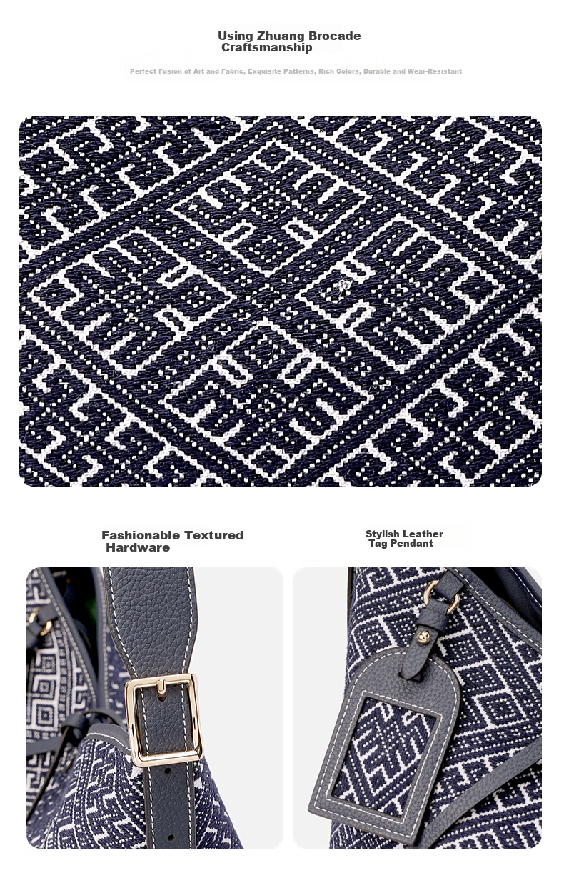 PmSix Women's Bag Non-Heritage Zhuang Brocade Tote Shoulder Crossbody Large Capacity Bohemian Luxury National Style 38 Goddess Festival Gift 6