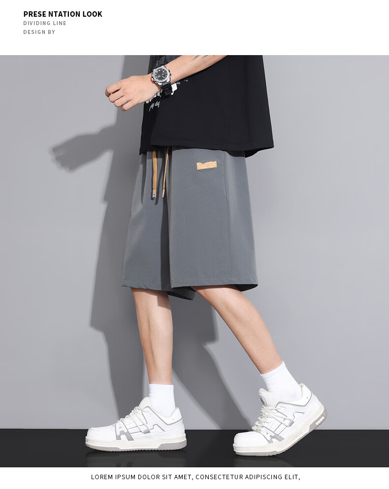 MULINSEN Men's Summer Cooling Lightweight Breathable Loose Fit Five-Point Casual Shorts Black M 21