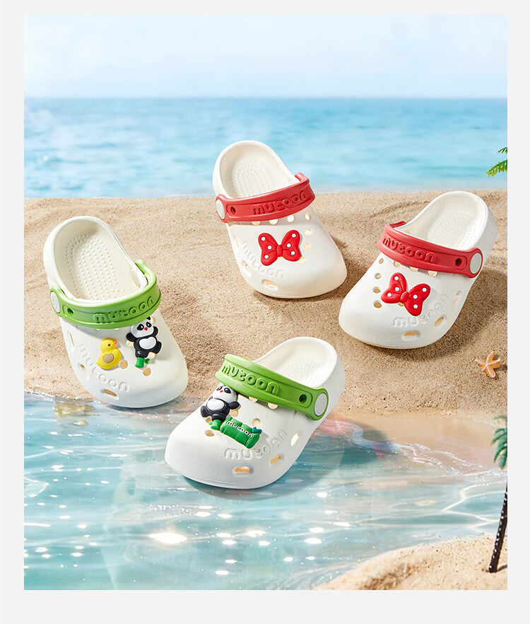 Mutong Kids Slippers Size 26 Summer Girls Baby Hole Shoes Cute Colorful Ribbon Beach Shoes Boys Water Play Shoes Bright Red 130 7