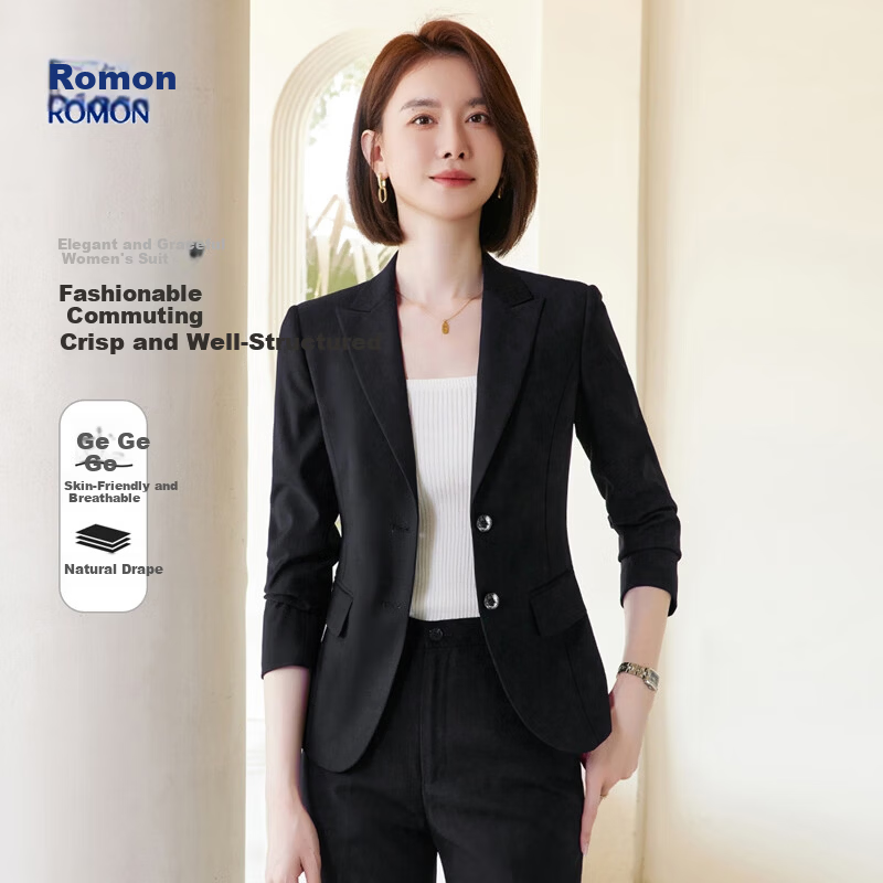 ROMON Women's Blazer Suit Professional Business Workwear Casual Korean Style High-End Jacket