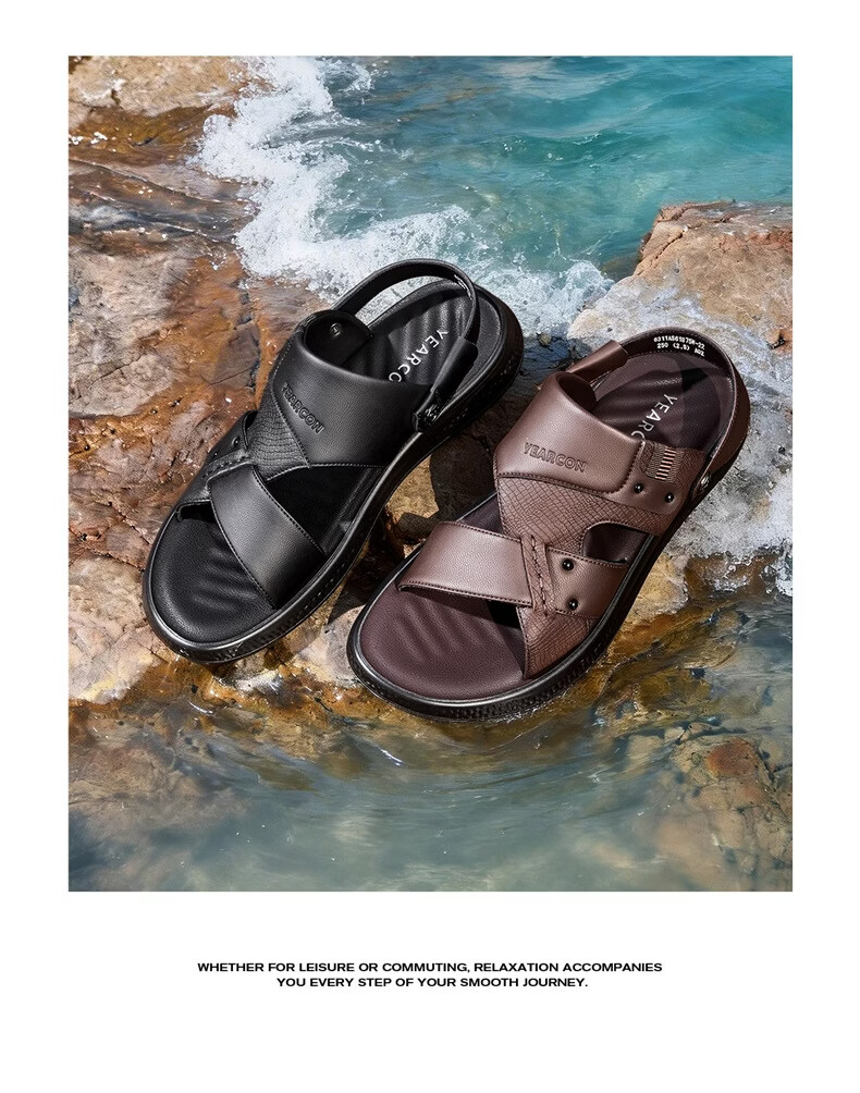 Eierkang Men's Breathable Comfortable Casual Beach Sandals Dual-Wear Driving Slippers 61875W Black Size 42 2