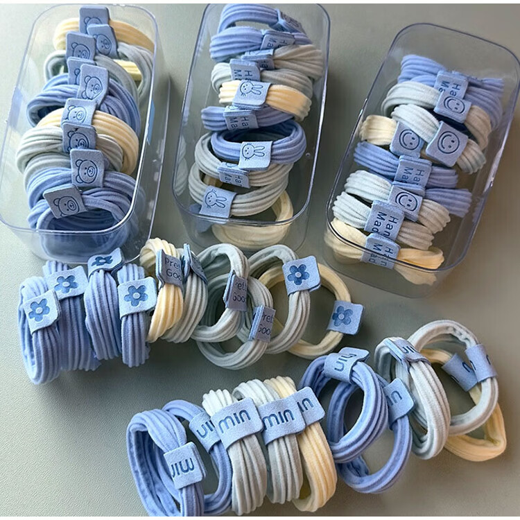 YeFeiLi Two-Piece Set Blue Comb Cushion Brush Hair Tie Massage Comb Long Hair Curling Brush Elastic Hair Band High Elasticity Hair Rope 9