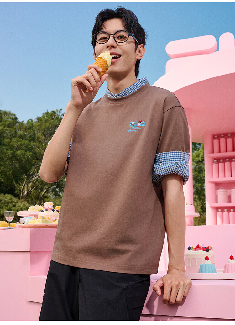 FILA Official Couple's Knitted Short Sleeve Shirt 2026 Summer Fashion Casual Unisex Loose Cat Embroidery T-Shirt 33