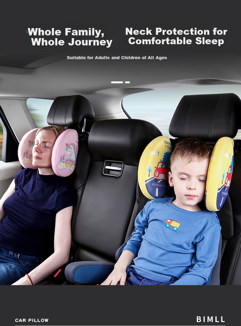 BIMLL Car Headrest Neck Pillow Memory Foam Children's Rear Seat Sleeping Pillow Side Sleep Support Cushion 11