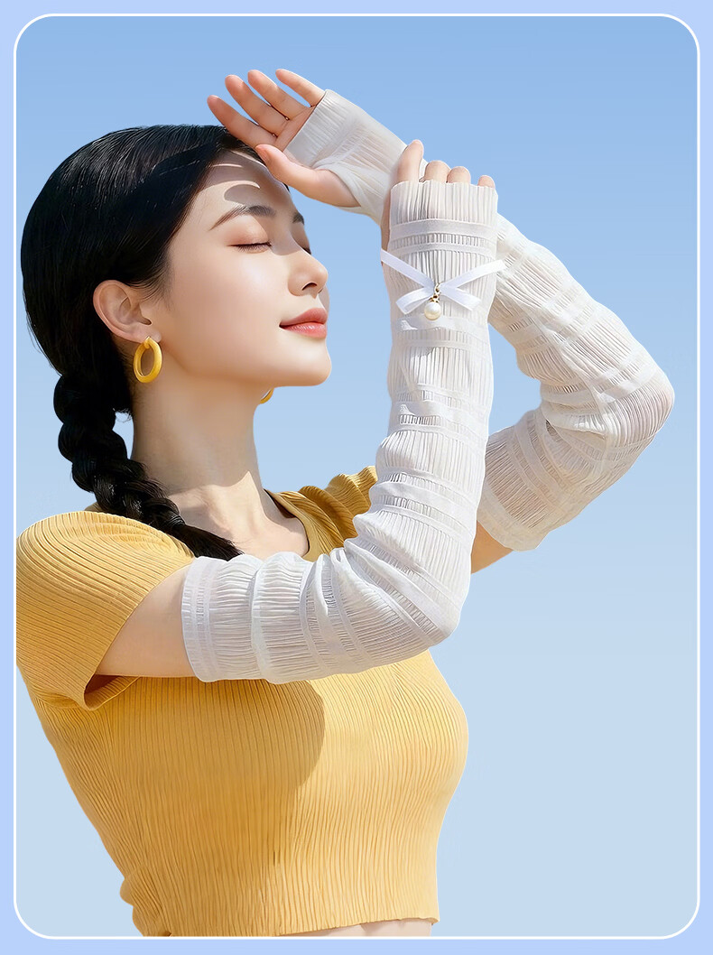 FitonTon Summer Sun Protection Sleeves Outdoor Mountaineering Cycling UV Protection Ice Silk Butterfly Bow Lace Ice Sleeves 11
