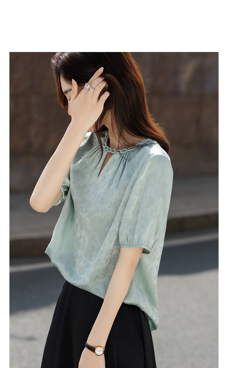 Demana [Moonlight Elegance] Summer National Style New Chinese Knot Jacquard Texture Loose Slim Shirt for Women High-End Feel 10