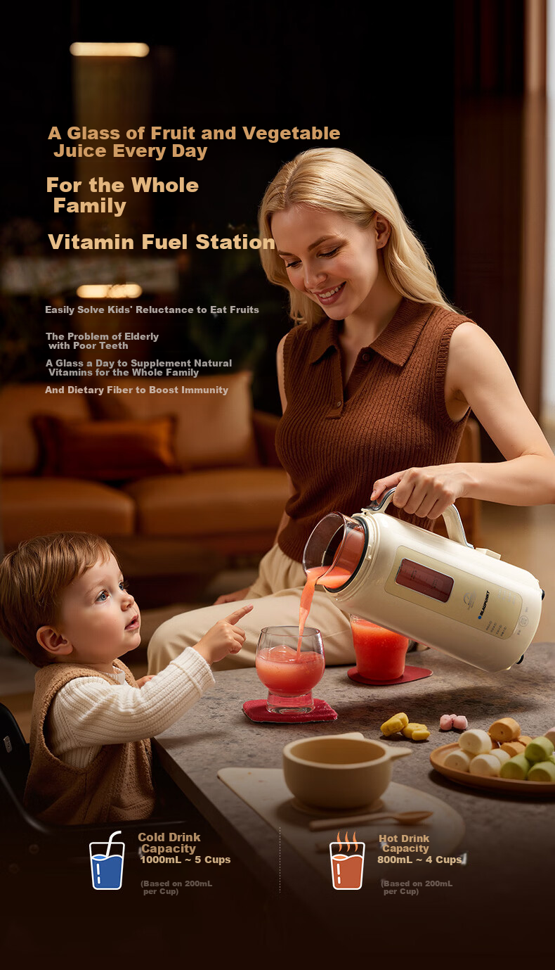 BLAUPUNKT [Innovative High-Pressure Blending] Home Soy Milk Maker, Automatic Blender, No Cooking Or Filtering Required, Self-Cleaning, New Small Heating Food Processor, White D3 16