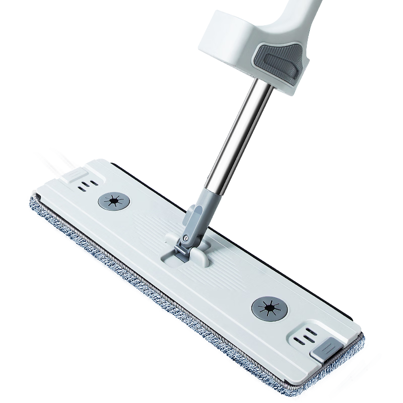 Baijiahaoshi Flat Mop with 45cm Handle And 139cm Long Pole, 2 Mop Pads, Household All-In Lazy No-Hand Water-Absorbing Floor Mop
